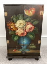 Antique Vintage Wooden Lacquered Cupboard For Collectables /Antique Doll Or Bear