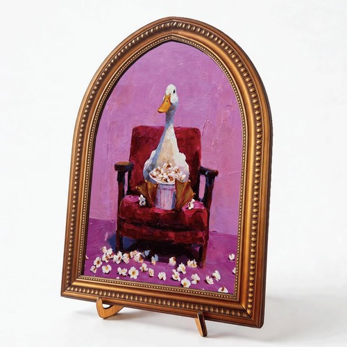 Popcorn duck arched wood frame - wood,