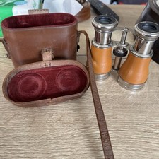 Vintage Lumiere Paris Binoculars in Chrome  /  Leatherette