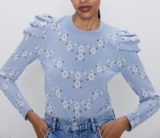 Zara Blue Floral Print Jumper
