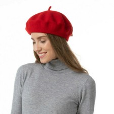 Plain beret hat wool - plain,