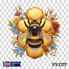 Floral bee honey comb uv - bee,