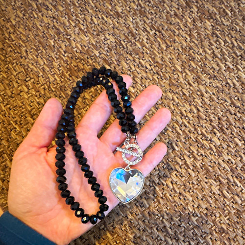 Black beaded ball - black, chain