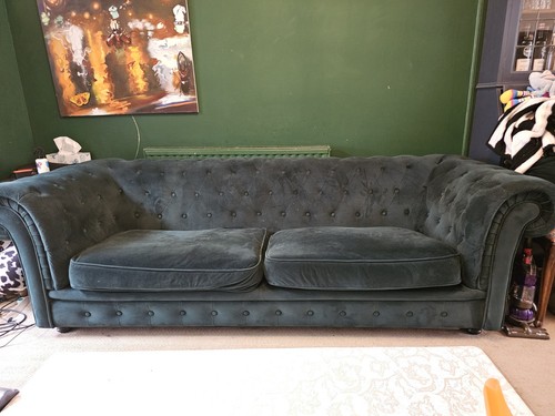 Green velvet seater corner - velvet,