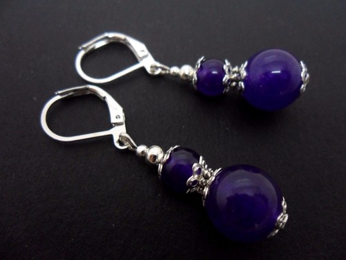 Pair purple jade silver - jade,