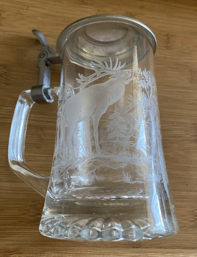 Vintage glass etched - vintage,