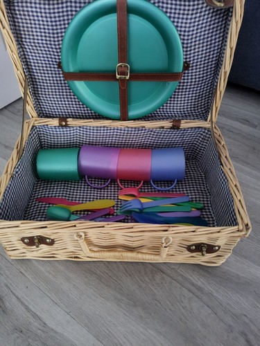 Wicker picnic basket with - wicker,