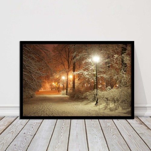 Winter scene night framed - scene, night.