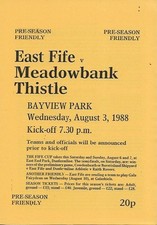 East Fife v Meadowbank Thistle (Defunct) Friendly 3rd August 1988