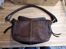 Blondie Mania Chestnut Brown Leather Shoulder Bag Stitch Detailing