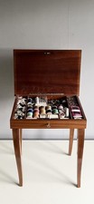 Vintage Italian Sorrento Wooden Inlaid Musical Sewing Table & Accessories