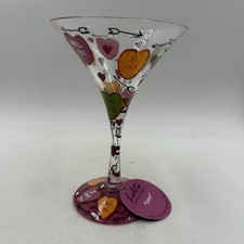 Lolita Martini Glass Valentine Day Love Handpainted 7 Oz  Hearts Arrows Orig Box