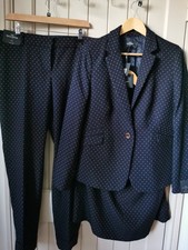 Next Navy Dot 3 Piece Suit