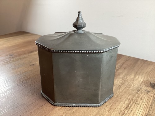 Vintage pewter tea caddy james - tea,