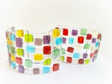 Set Of 2 Fused Glass Freestanding Decorative Curves