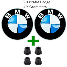 2x82mm Bonnet Boot Badge 4xGrommets For BMW 1 3 5 Series E60 E61 E92 E81 E87 E90