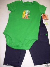 Carter's Infant Baby Boy's Bodysuit & Pants 2pc Set Beach Puppy Surfer 3M 6M 9M