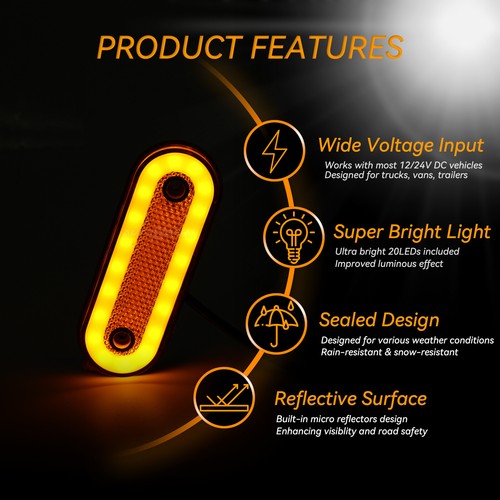 Orange amber side led marker - orange, amber-side