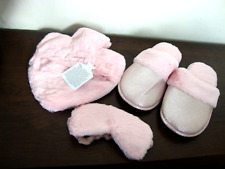 LADIES PINK SPARKLY SLIPPER&HOT WATER BOTTLE+EYE MASK SET SLIPPER SIZE LARGE 7-8