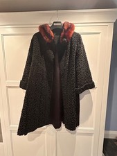 Immaculate Vintage Black Boucle Swing Coat with real fox fur collar (inherited)