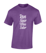RUN NOW WINE LATER MENS T SHIRT FUNNY RUNNING DESIGN ALCOHOL JOKE RUNNER TOP
