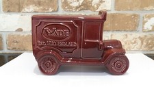 WADE Vintage Burgundy Ceramic Money Box Van