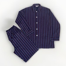 Derek Rose London Men’s Pyjamas Set Navy Size XL Striped Cotton New Designer 44