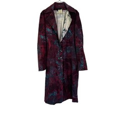 Just Cavalli by Roberto Cavalli Y2K Metallic Paint Splatter Maroon Trench Coat