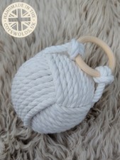 Large & Heavy Handmade Monkey Fist Rope Ball Doorstop with Solid Core (White)