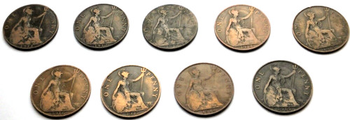 1911 1919 george one penny - 1911–1919,