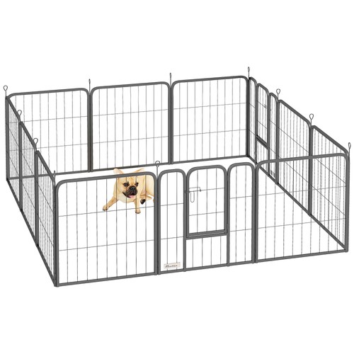 Pawhut steel dog pen panel - steel,