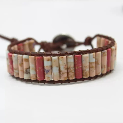 Handmade natural gemstone tube - natural,