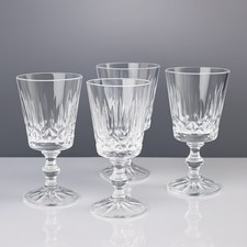 Set of 4 Vintage Crystal Cut Glass Liqueur Glasses Small Stemware Goblets