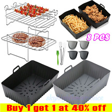 8PCS/Set Silicone Air Fryer Liner + Racks Accessories Set for Ninja Dual  AF400