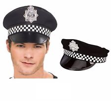 Unisex Policeman Hat with Check Band - Fancy Dress Costume Accessory