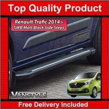 FITS RENAULT TRAFIC 14> BLACK SIDE STEPS SWB SIDE BARS RUNNING BOARDS STEP PAIR