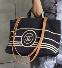 CHANEL Blue Denim Leather Tote