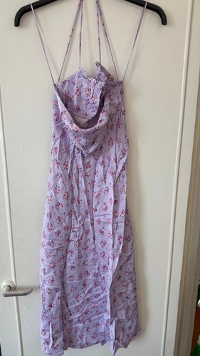 Zara lilac floral - satin, midi