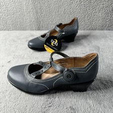 Dr. Comfort Carmen Shoes Womens Size 7M Gray Leather Mary Jane Heels Boa Closure