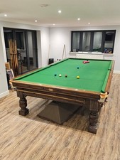 George Wright Antique Solid Oak Snooker Billiard Table - Full Size (12ft) C1900.