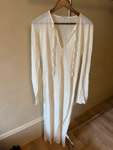 White linen tie neck - white, tie-neck