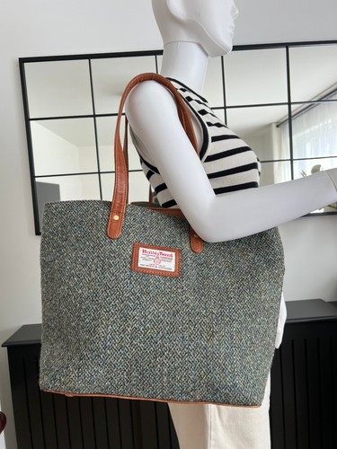 Harris tweed tote bag blue - tweed,