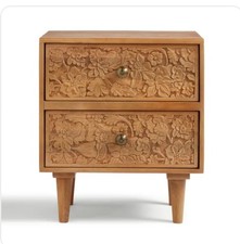 Dunelm - 2 x Jules Hand Carved Bedside Tables, Bedside Pair - NEW, UNUSED