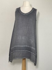Crea Concept Top Women's Small 38" Grey 100% Cotton Overdyed Tunic Lagenlook