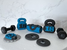 Fondant edible gym themed cake