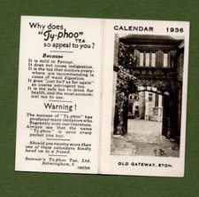 Typhoo Tea Calendar 1936 Old Gateway Eton