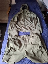 Green Men's Shark Skin Suit Jacket & Trousers Set - Army, Fishing, Hiking, Sport