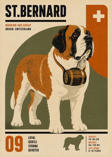 Bernard dog print - a4,