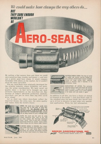 1964 aero seals hose clamps - seals,