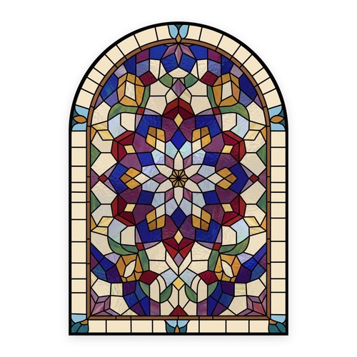 Jewel mandala arch - arch, stained